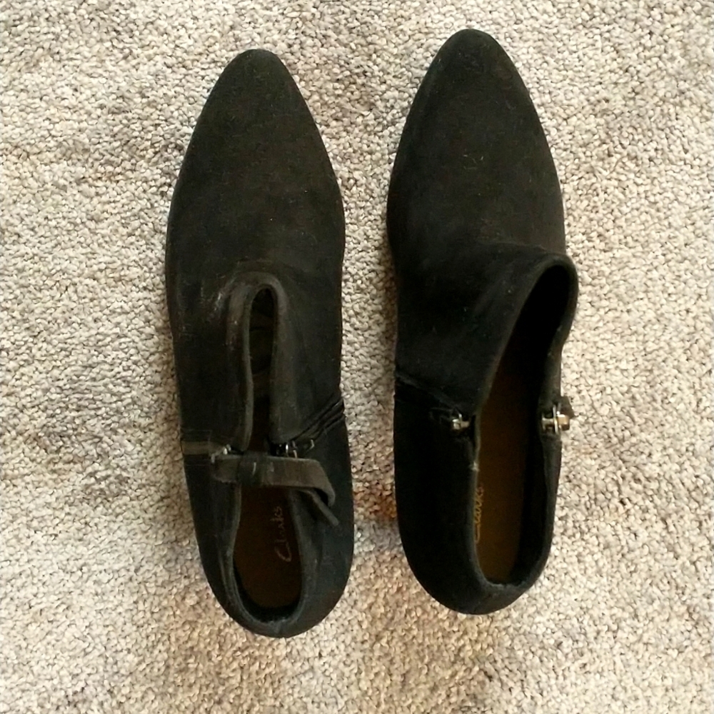 Clarks Suede Black High Heel Boots